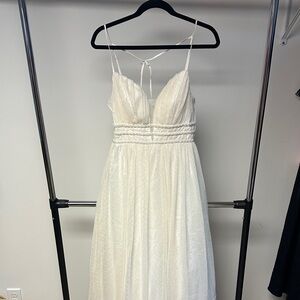 Teeze Me Ivory Spaghetti Strap Glitter Dress